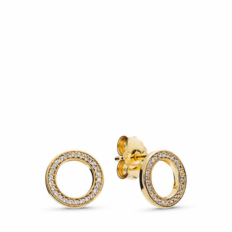 Pandora Shine™ Forever Stud Earrings Ireland - 18ct Gold Plated/Cubic Zirconia - 862091STP